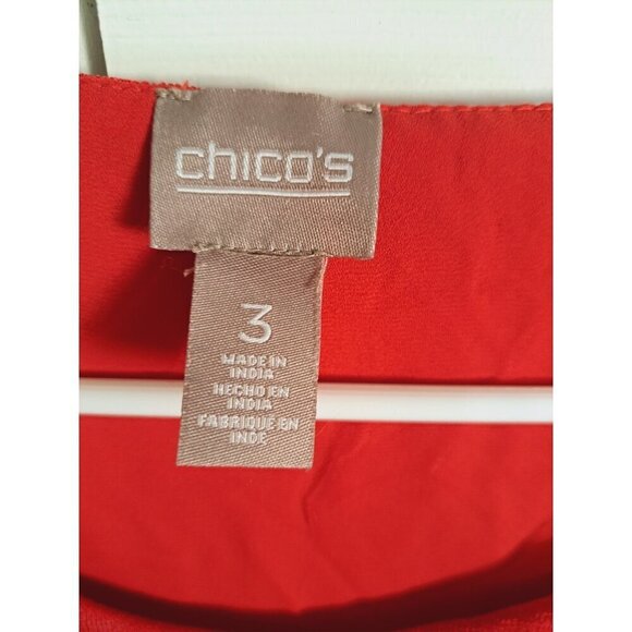 Chico's 3 (XL) Women's Red 3/4 Sleeve Textured Scoop Neck Layered Tunic Top - Picture 2 of 7